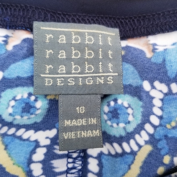 Rabbit Rabbit Rabbit textured print sheath dress blue 10 stretch - Picture 4 of 5